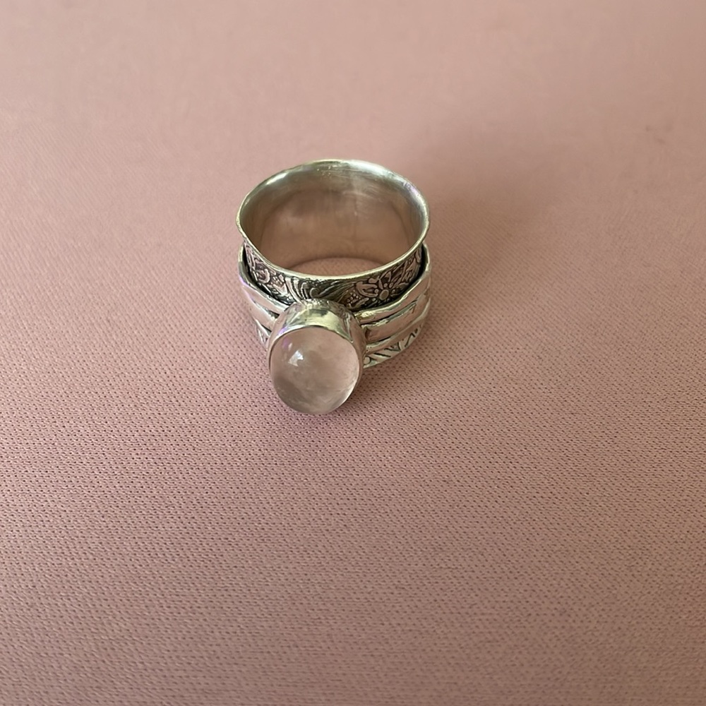 Beautiful 925 Silver with Pink Ring Crystals